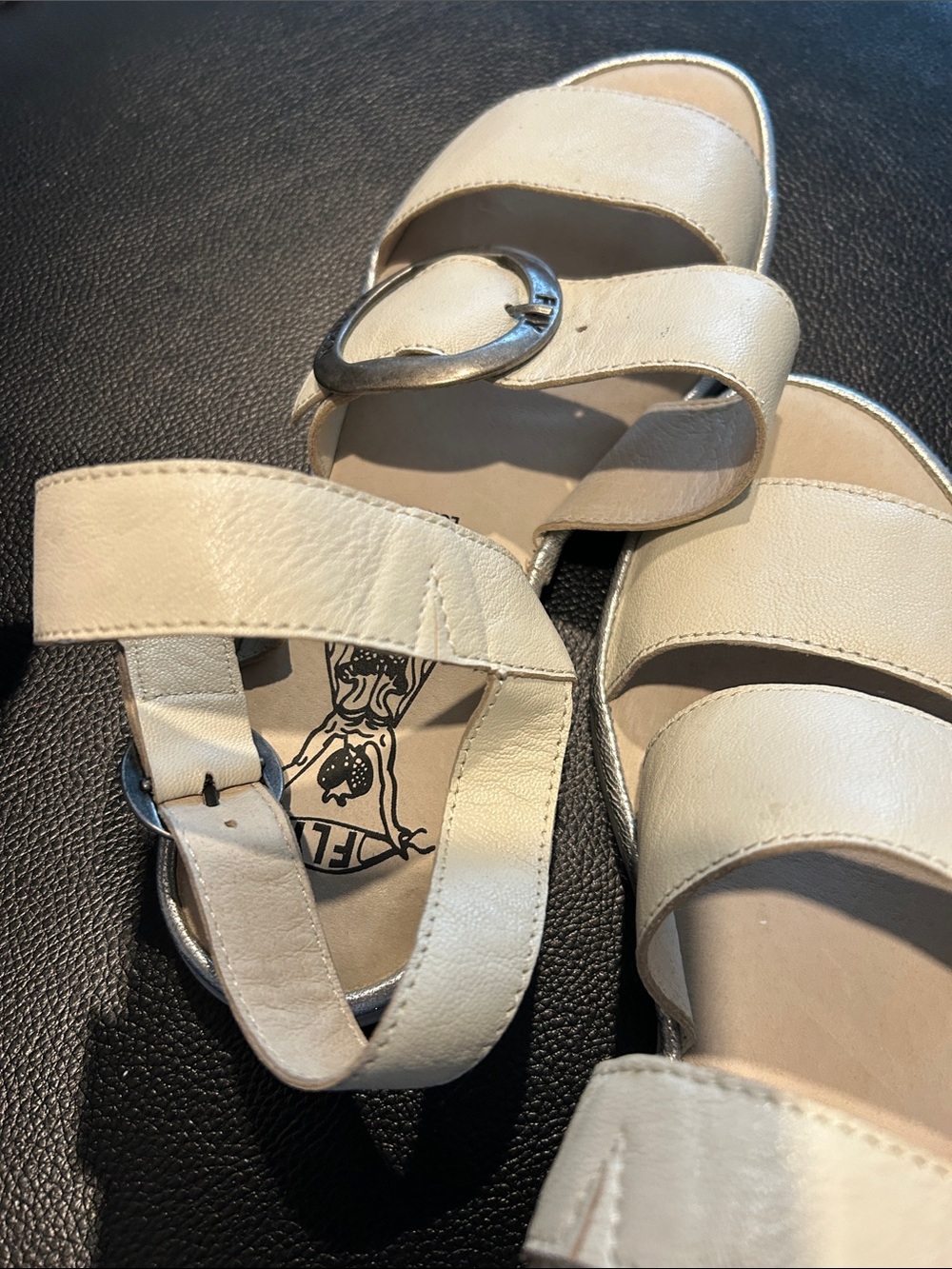 Fly London Cream Leather Buckle-Strap Sandals - Picture 8 of 8